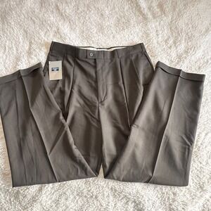 VTG Dockers Exact Essential Dress‎ Pants 36x32 Charcoal Gray Pleated Cuffed NWT